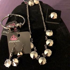 The Showcase Must Go On Black Necklace and Matching Earrings/Bracelet/Ring